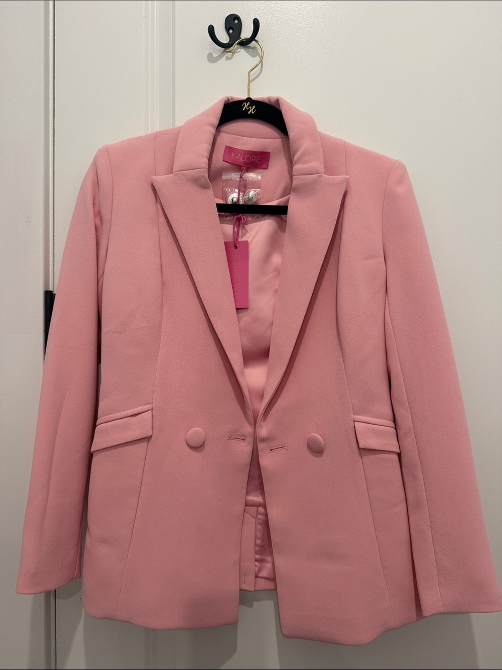 Pink Double-Button Tailored Blazer